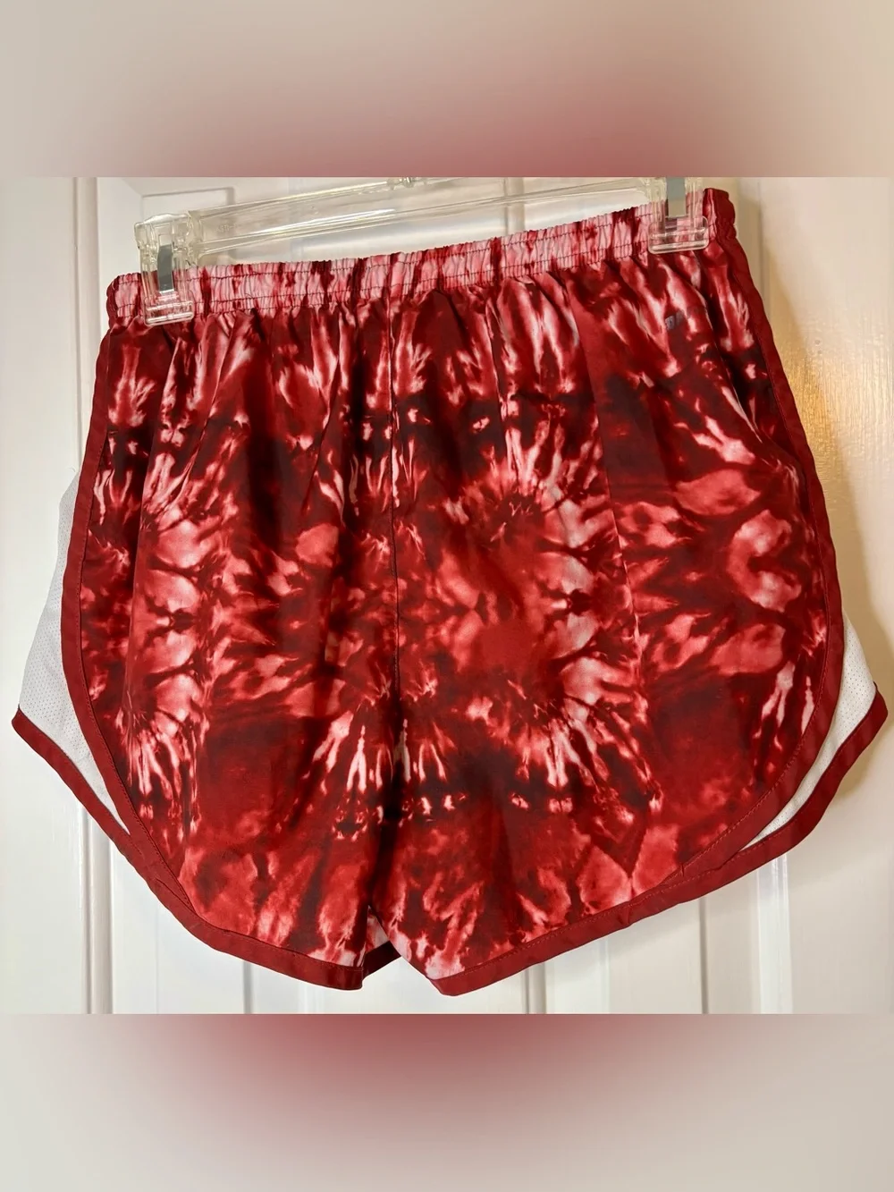 Nike Women's Oklahoma Sooners OU Red Tie-Dye Athletic Shorts with White Trim